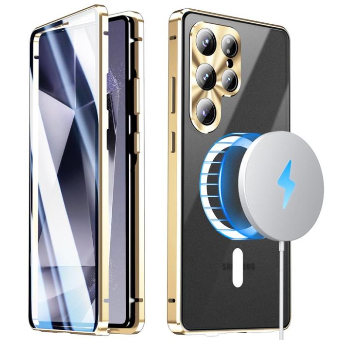 OEM - Mobilskal för Samsung Galaxy S26 Ultra Magnetiskt Tempererat Glas + PC - Guld