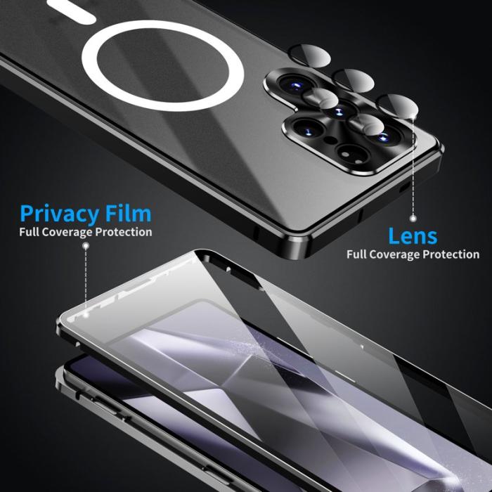 OEM - Mobilskal för Samsung Galaxy S26 Ultra Magnetiskt Tempererat Glas + PC - Silver