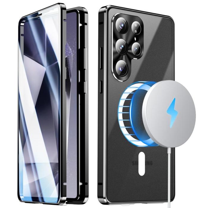 OEM - Mobilskal för Samsung Galaxy S26 Ultra Magnetiskt Tempererat Glas + PC - Svart