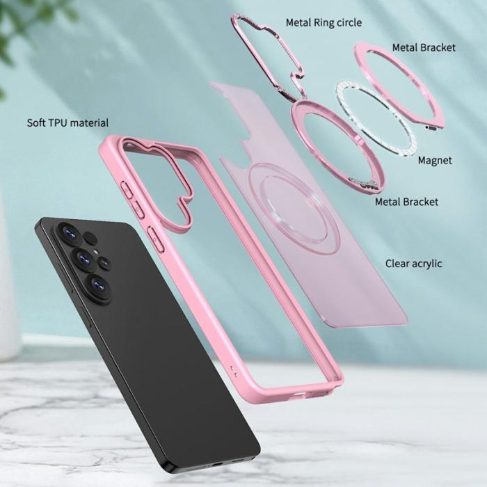 OEM - Mobilskal för Samsung Galaxy S26 Ultra Magnetiskt TPU + Kickstand - Rosa