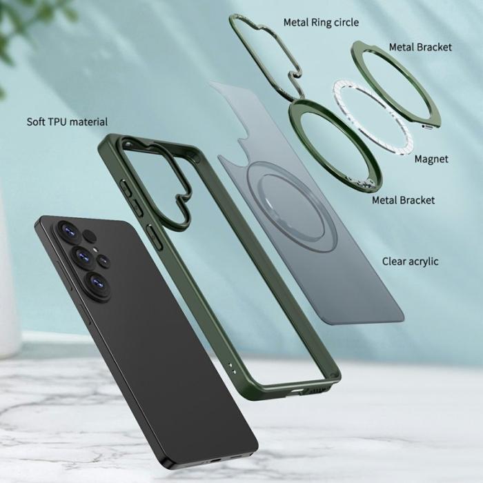 OEM - Mobilskal för Samsung Galaxy S26 Ultra Magnetiskt TPU + Kickstand - Svartgrön