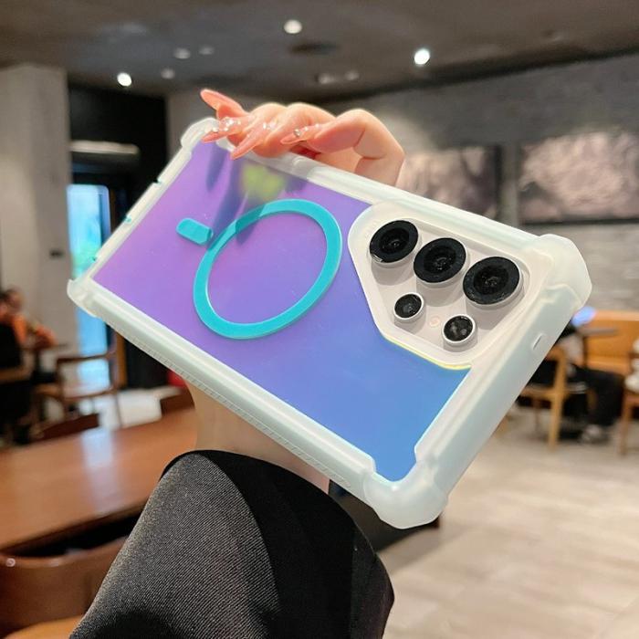 OEM - Mobilskal för Samsung Galaxy S26 Ultra Magnetiskt Plast - Transparent Blå Grön