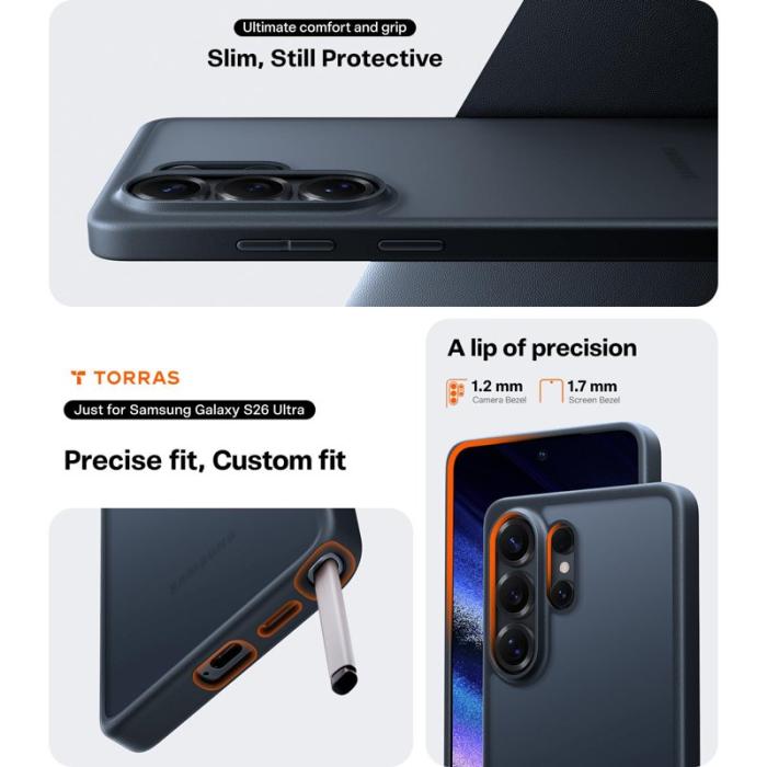 Torras - Torras Mobilskal för Samsung Galaxy S26 Ultra Matt PC + TPU - Svart