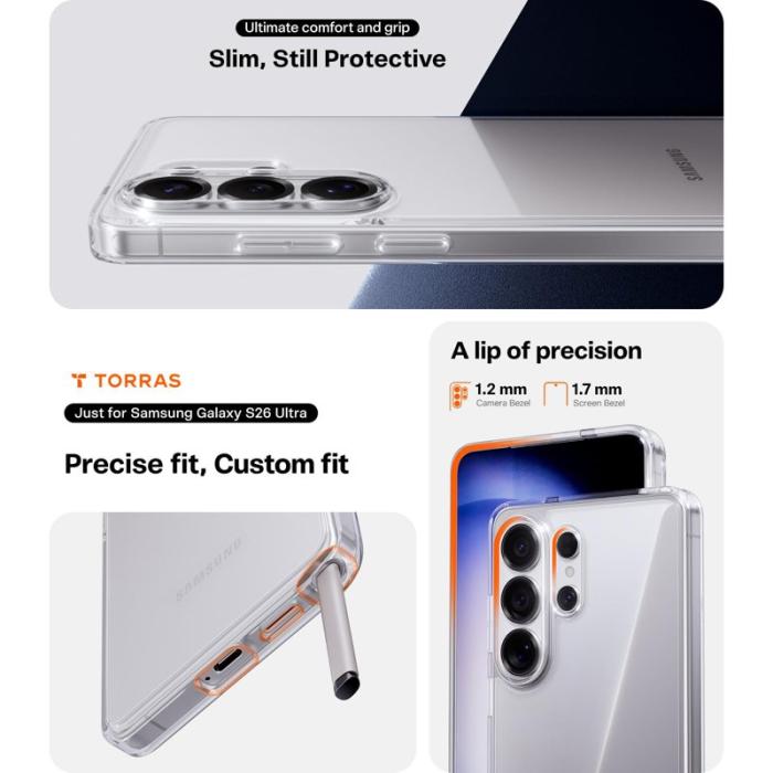 Torras - Torras Mobilskal för Samsung Galaxy S26 Ultra Matt PC + TPU - Transparent