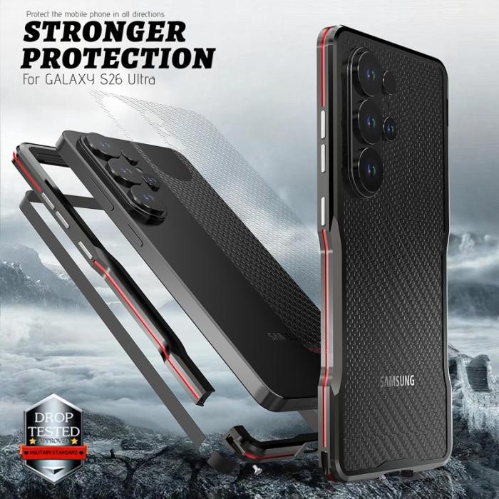 Luphie - Luphie Mobilskal för Samsung Galaxy S26 Ultra Metallram Stötbeständig - Svart