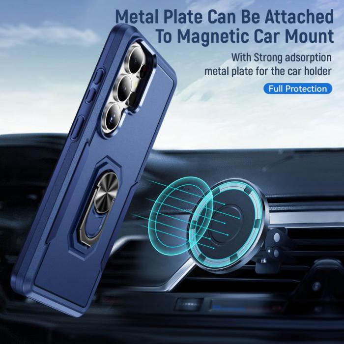 OEM - Mobilskal för Samsung Galaxy S26 Ultra Militärklass Ring Kickstand Plast - Blå