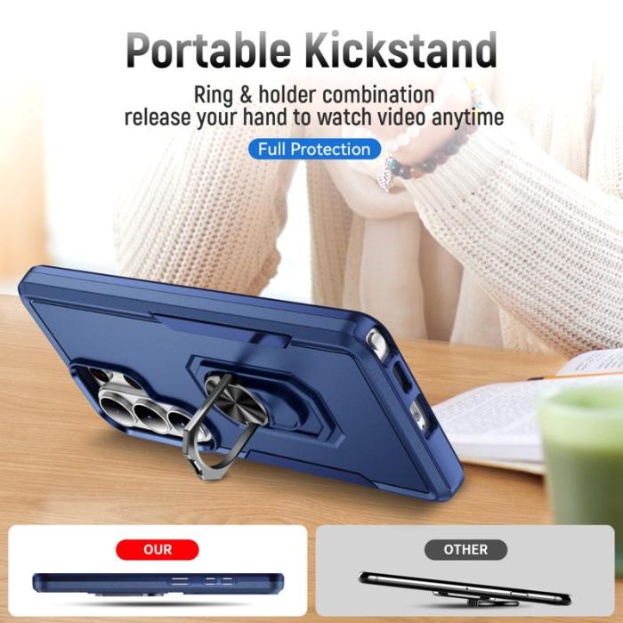 OEM - Mobilskal för Samsung Galaxy S26 Ultra Militärklass Ring Kickstand Plast - Blå