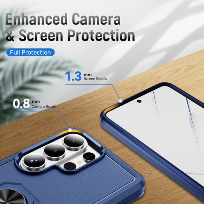 OEM - Mobilskal för Samsung Galaxy S26 Ultra Militärklass Ring Kickstand Plast - Blå