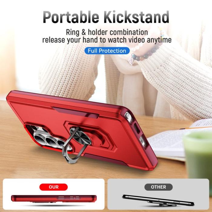 OEM - Mobilskal för Samsung Galaxy S26 Ultra Militärklass Ring Kickstand Plast - Röd