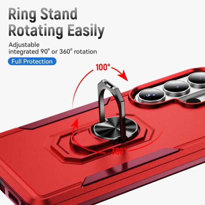 OEM - Mobilskal för Samsung Galaxy S26 Ultra Militärklass Ring Kickstand Plast - Röd