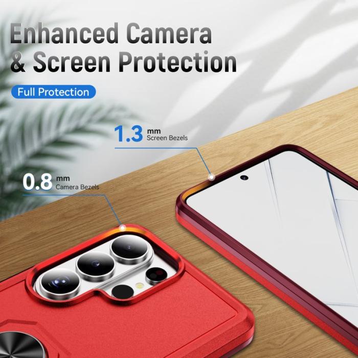 OEM - Mobilskal för Samsung Galaxy S26 Ultra Militärklass Ring Kickstand Plast - Röd