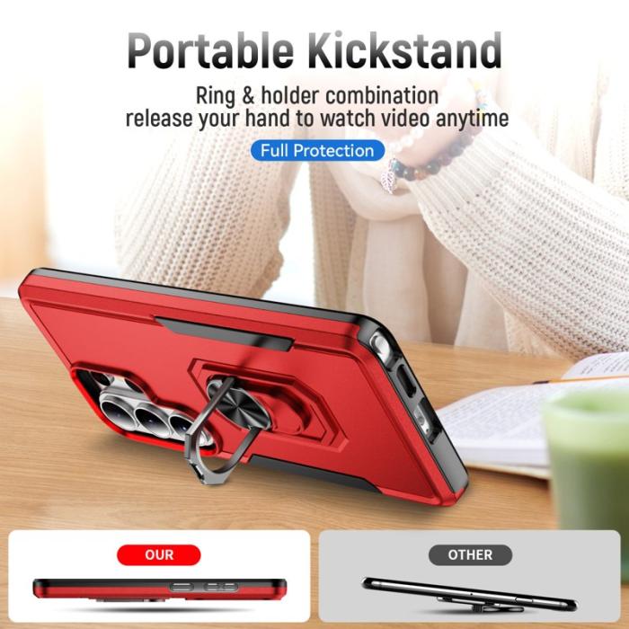 OEM - Mobilskal för Samsung Galaxy S26 Ultra Militärklass Ring Kickstand - Röd
