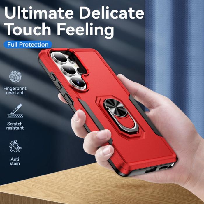OEM - Mobilskal för Samsung Galaxy S26 Ultra Militärklass Ring Kickstand - Röd