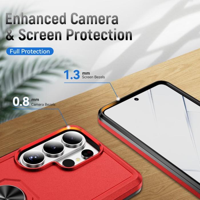 OEM - Mobilskal för Samsung Galaxy S26 Ultra Militärklass Ring Kickstand - Röd