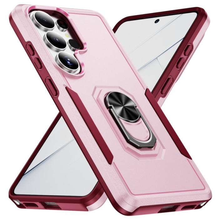 OEM - Mobilskal för Samsung Galaxy S26 Ultra Militärklass Ring Kickstand Plast - Rosa