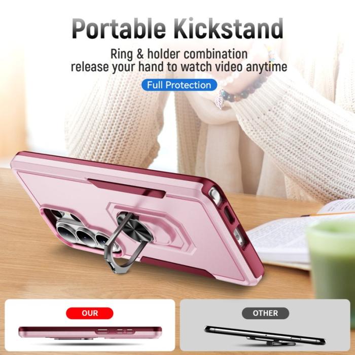 OEM - Mobilskal för Samsung Galaxy S26 Ultra Militärklass Ring Kickstand Plast - Rosa