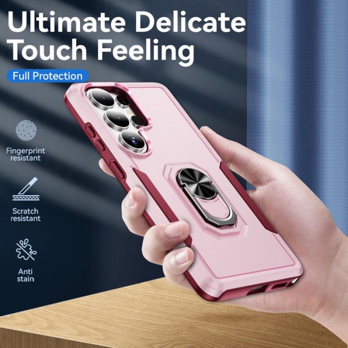 OEM - Mobilskal för Samsung Galaxy S26 Ultra Militärklass Ring Kickstand Plast - Rosa