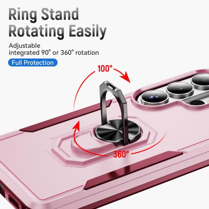 OEM - Mobilskal för Samsung Galaxy S26 Ultra Militärklass Ring Kickstand Plast - Rosa