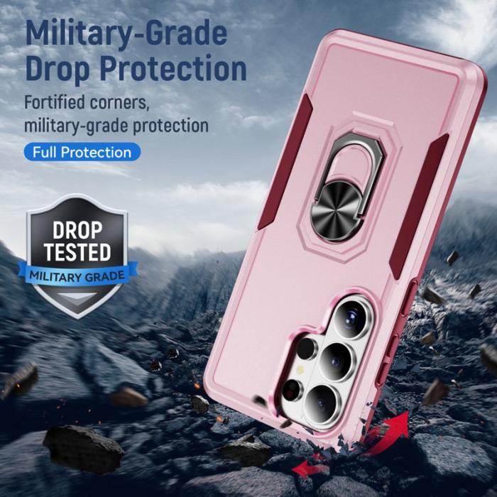 OEM - Mobilskal för Samsung Galaxy S26 Ultra Militärklass Ring Kickstand Plast - Rosa