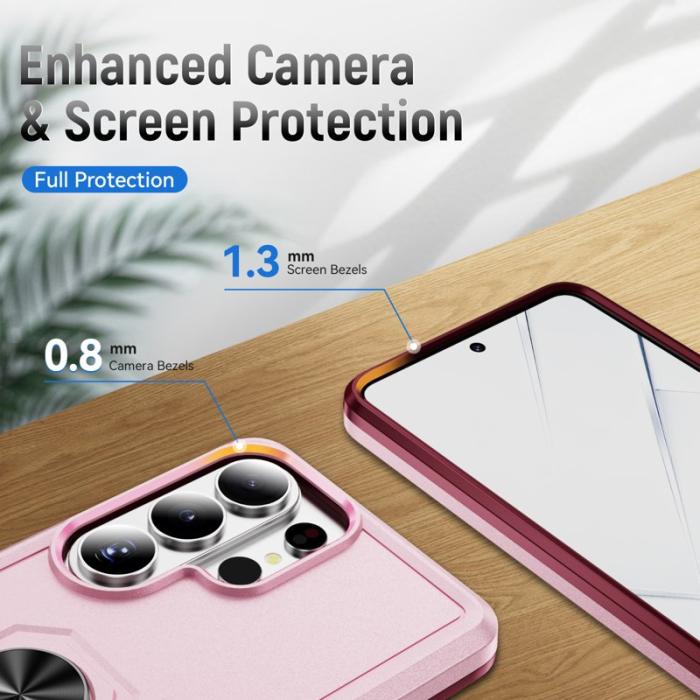 OEM - Mobilskal för Samsung Galaxy S26 Ultra Militärklass Ring Kickstand Plast - Rosa