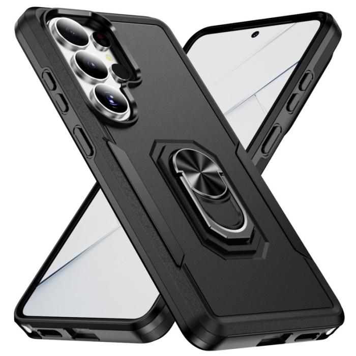 OEM - Mobilskal för Samsung Galaxy S26 Ultra Militärklass Ring Kickstand Plast - Svart