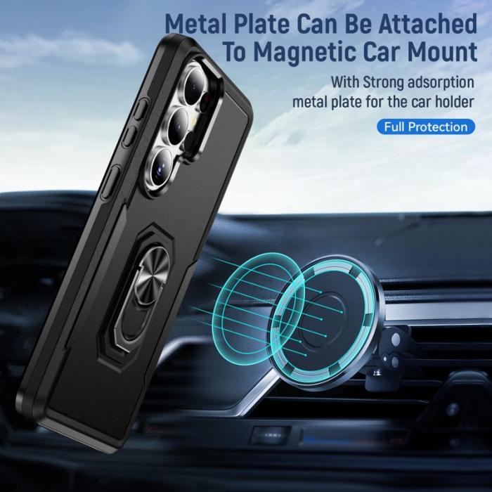 OEM - Mobilskal för Samsung Galaxy S26 Ultra Militärklass Ring Kickstand Plast - Svart