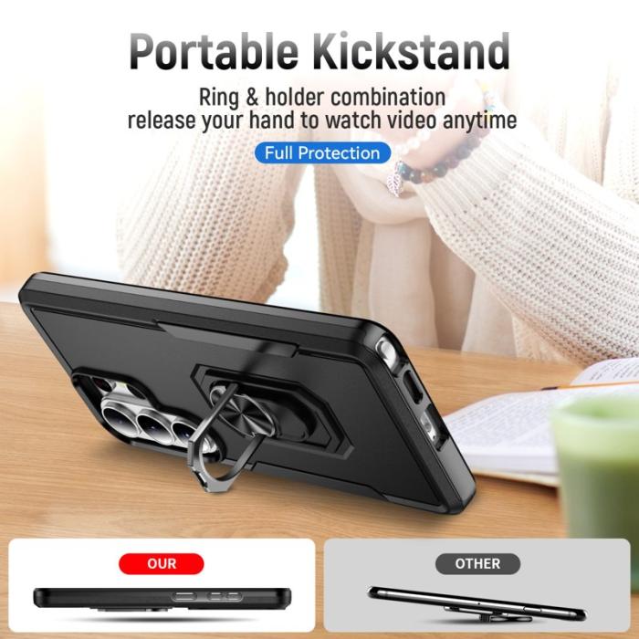 OEM - Mobilskal för Samsung Galaxy S26 Ultra Militärklass Ring Kickstand Plast - Svart