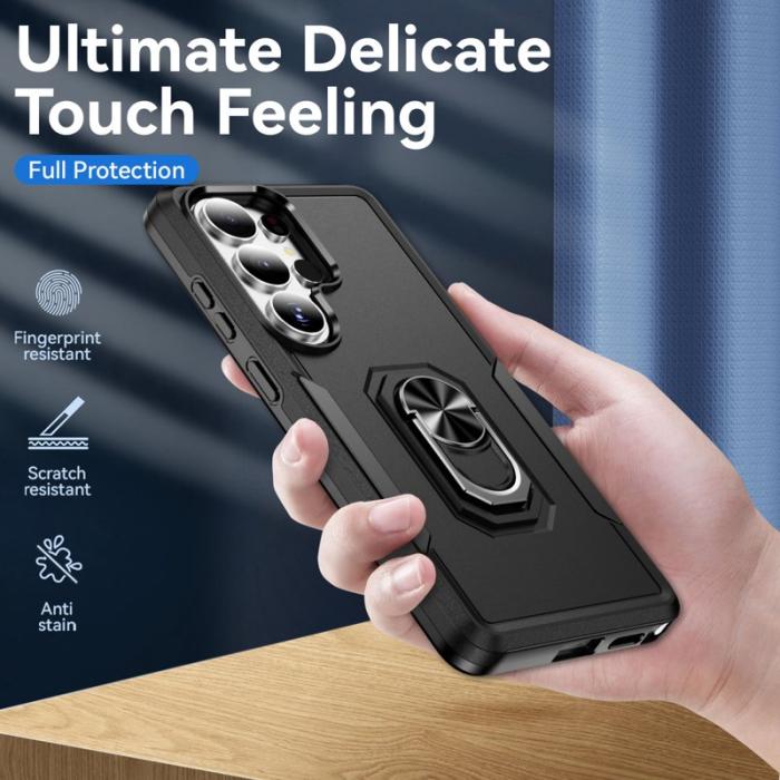 OEM - Mobilskal för Samsung Galaxy S26 Ultra Militärklass Ring Kickstand Plast - Svart