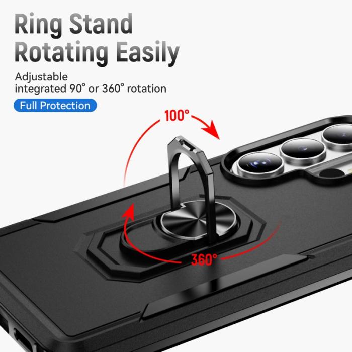 OEM - Mobilskal för Samsung Galaxy S26 Ultra Militärklass Ring Kickstand Plast - Svart