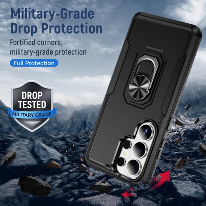 OEM - Mobilskal för Samsung Galaxy S26 Ultra Militärklass Ring Kickstand Plast - Svart