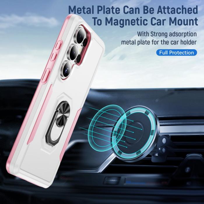 OEM - Mobilskal för Samsung Galaxy S26 Ultra Militärklass Ring Kickstand Plast - Vit