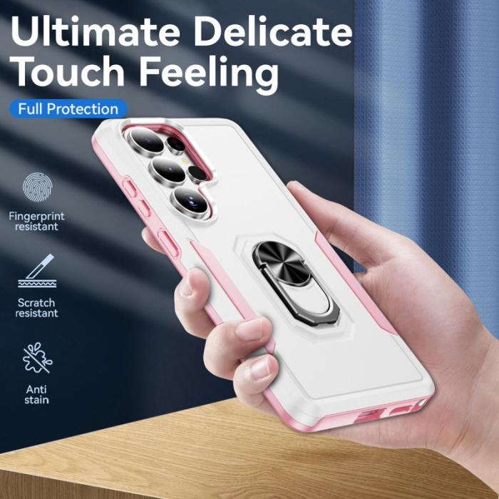 OEM - Mobilskal för Samsung Galaxy S26 Ultra Militärklass Ring Kickstand Plast - Vit