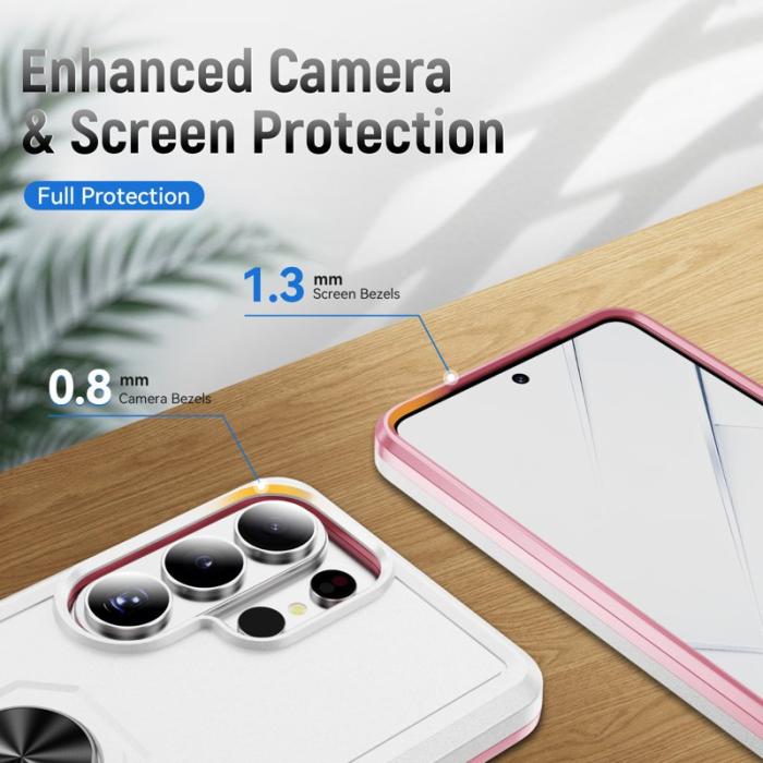 OEM - Mobilskal för Samsung Galaxy S26 Ultra Militärklass Ring Kickstand Plast - Vit