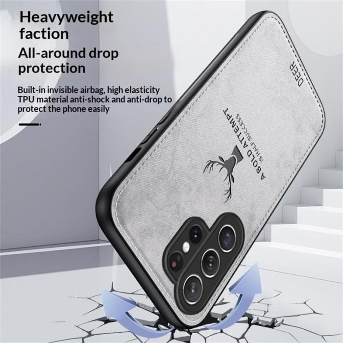 OEM - Mobilskal för Samsung Galaxy S26 Ultra Mönster Kläde PU + PC + TPU - Svart