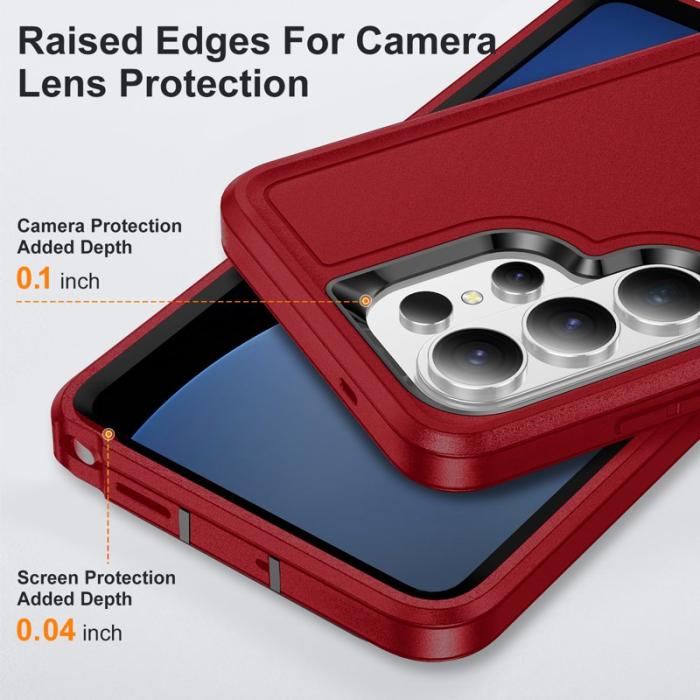 OEM - Mobilskal för Samsung Galaxy S26 Ultra PC + Silikon Anti-Drop Kickstand - Röd