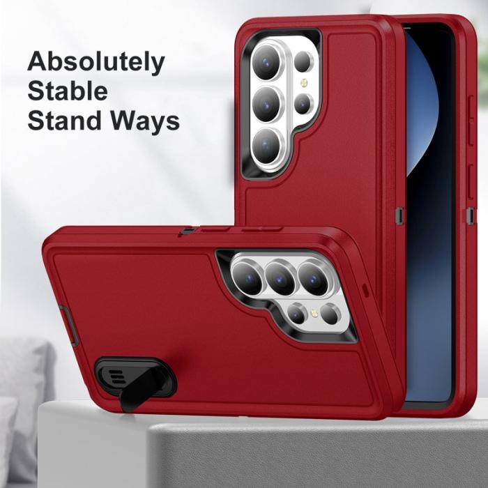 OEM - Mobilskal för Samsung Galaxy S26 Ultra PC + Silikon Anti-Drop Kickstand - Röd