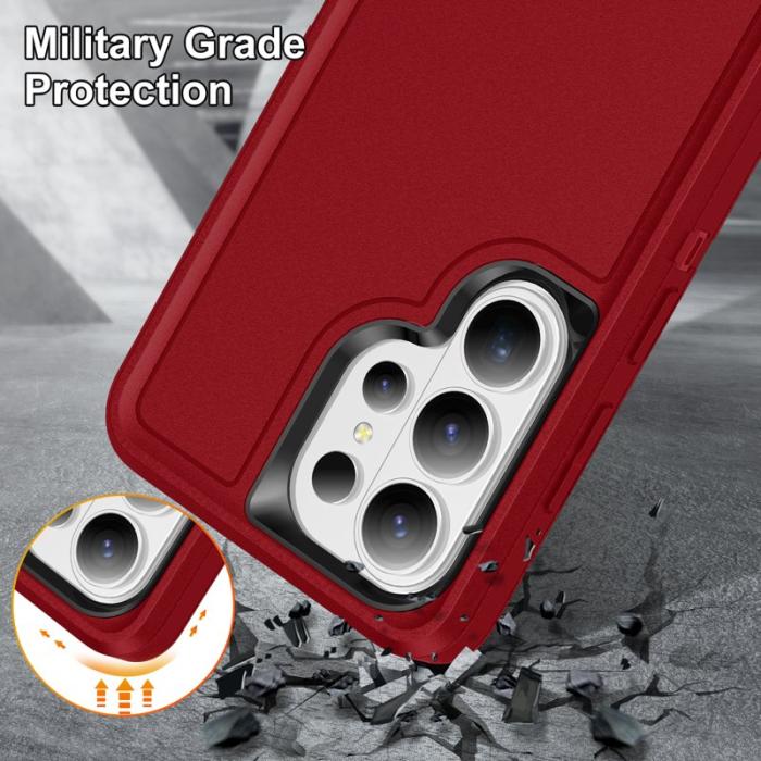 OEM - Mobilskal för Samsung Galaxy S26 Ultra PC + Silikon Anti-Drop Kickstand - Röd
