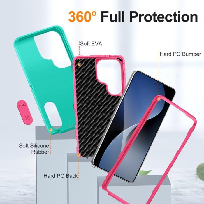 OEM - Mobilskal för Samsung Galaxy S26 Ultra PC + Silikon Kickstand - Cyan