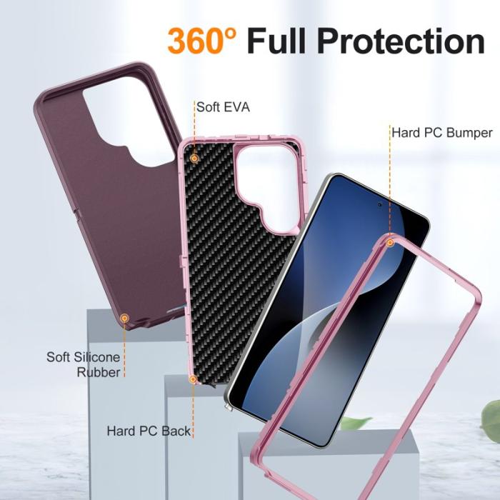 OEM - Mobilskal för Samsung Galaxy S26 Ultra PC + Silikon - Lila + Rosa