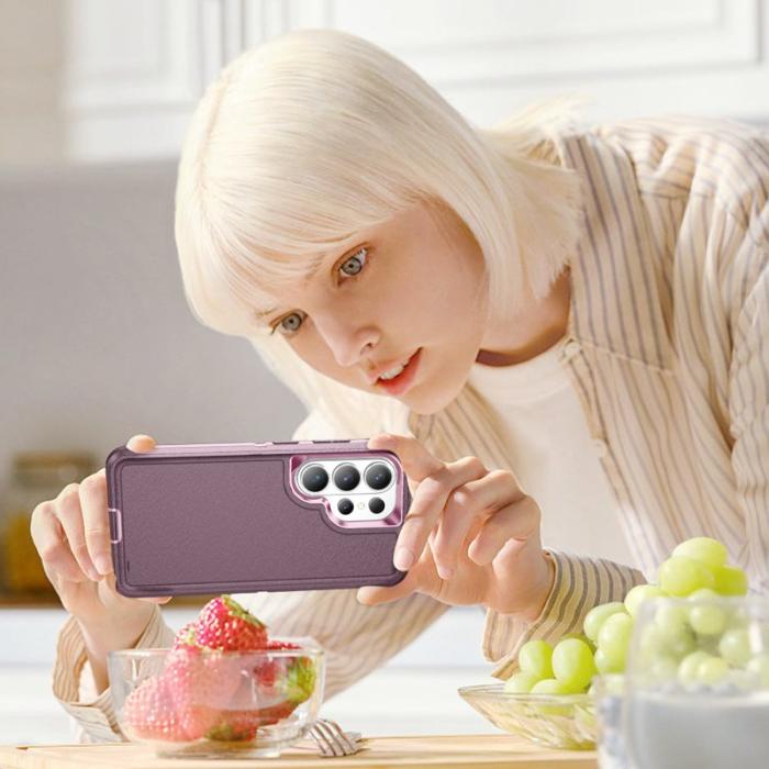 OEM - Mobilskal för Samsung Galaxy S26 Ultra PC + Silikon - Lila + Rosa