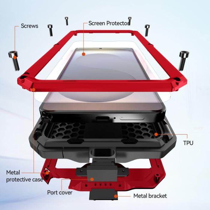 R-JUST - R-JUST Mobilskal för Samsung Galaxy S26 Ultra PC + Silikon - Röd