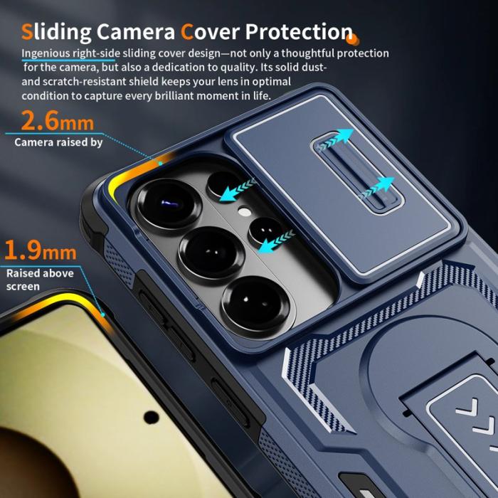 WANLONFENG - WANLONFENG Mobilskal för Samsung Galaxy S26 Ultra PC + TPU Kickstand - Blå