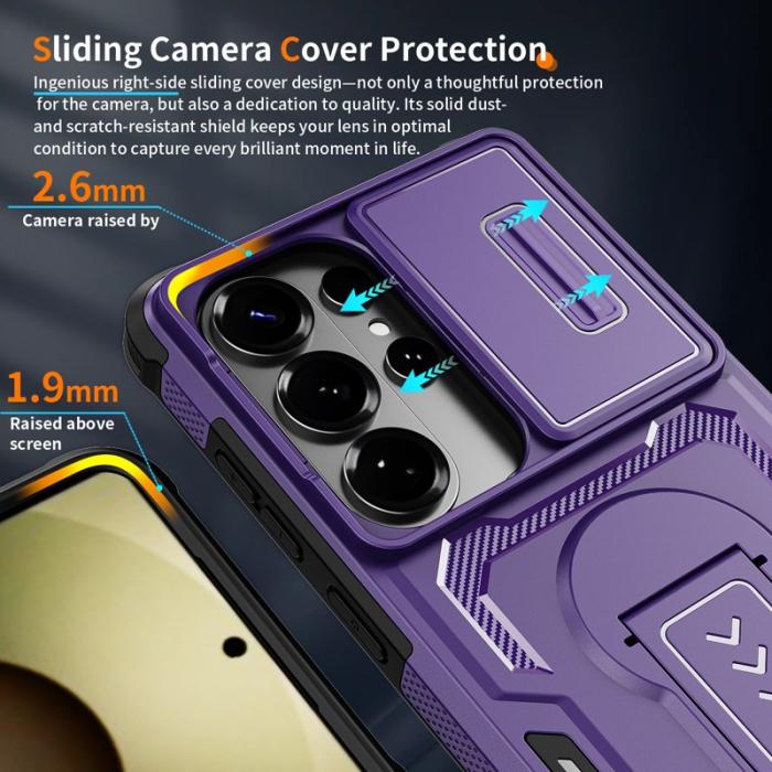WANLONFENG - WANLONFENG Mobilskal för Samsung Galaxy S26 Ultra PC + TPU Kickstand - Lila