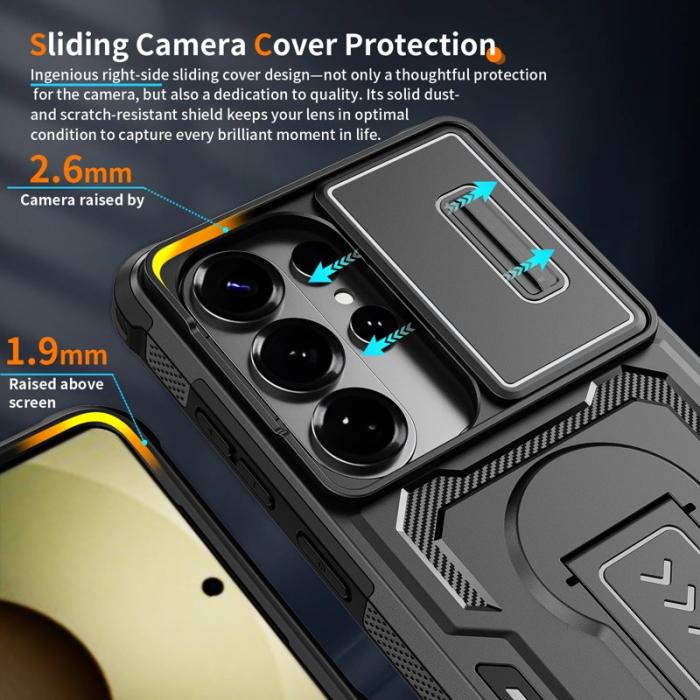 WANLONFENG - WANLONFENG Mobilskal för Samsung Galaxy S26 Ultra PC + TPU Kickstand - Svart