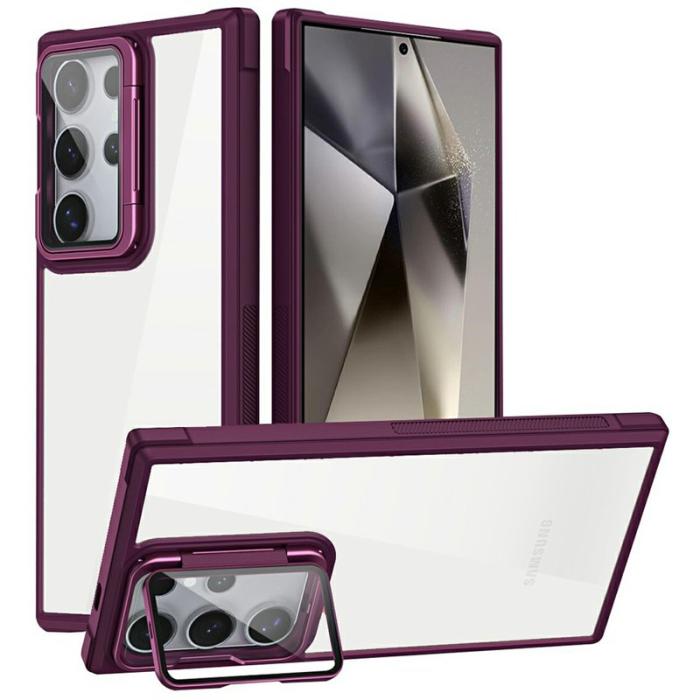 OEM - Mobilskal för Samsung Galaxy S26 Ultra PC + TPU med Kickstand - Vinröd