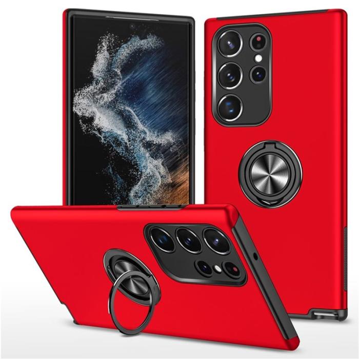 OEM - Mobilskal för Samsung Galaxy S26 Ultra PC + TPU med Ringhållare - Röd