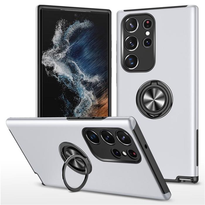 OEM - Mobilskal för Samsung Galaxy S26 Ultra PC + TPU med Ringhållare - Silver