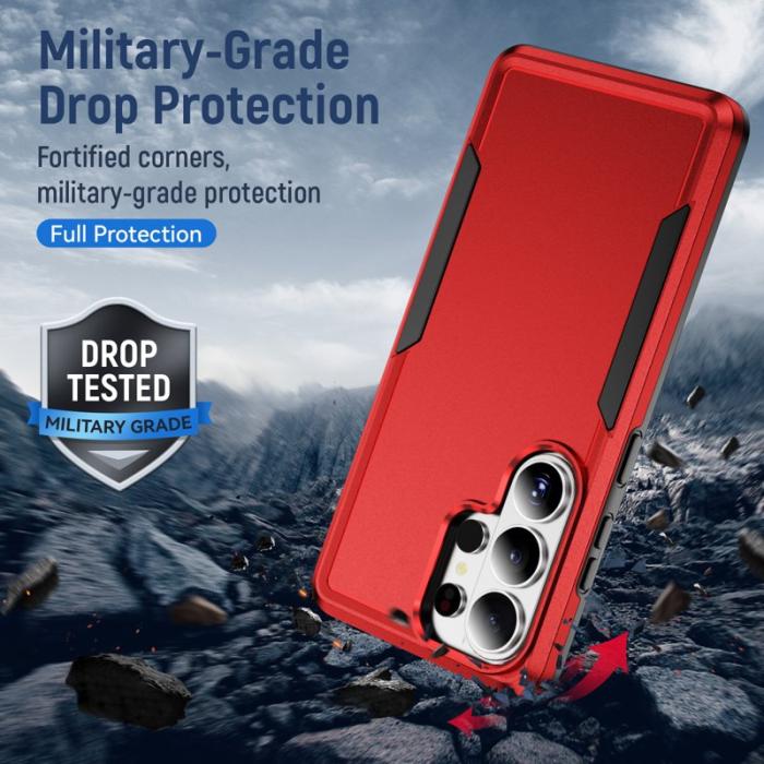 OEM - Mobilskal för Samsung Galaxy S26 Ultra PC + TPU Militärklass - Röd - Svart