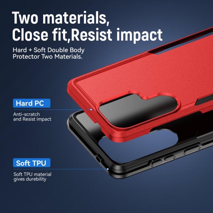 OEM - Mobilskal för Samsung Galaxy S26 Ultra PC + TPU Militärklass - Röd - Svart