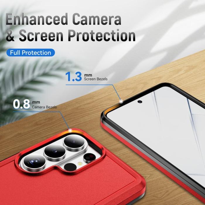 OEM - Mobilskal för Samsung Galaxy S26 Ultra PC + TPU Militärklass - Röd - Svart